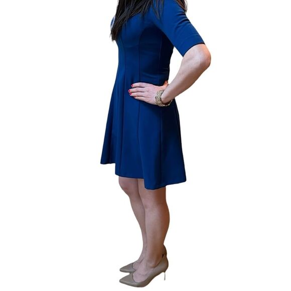 Cynthia Rowley Blue A-Line Elbow Sleeve Dress - Picture 4 of 16